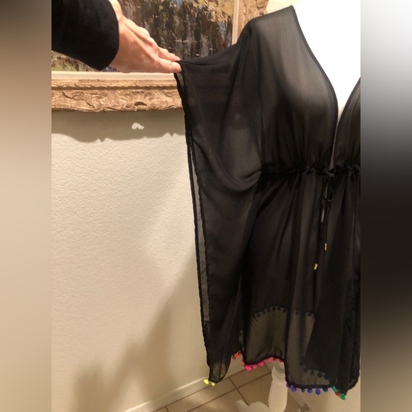 NWOT Swimsuit Cover-up “Into The Bleu” by Amerex - with colorful Pom-Pom trim - Picture 8 of 12